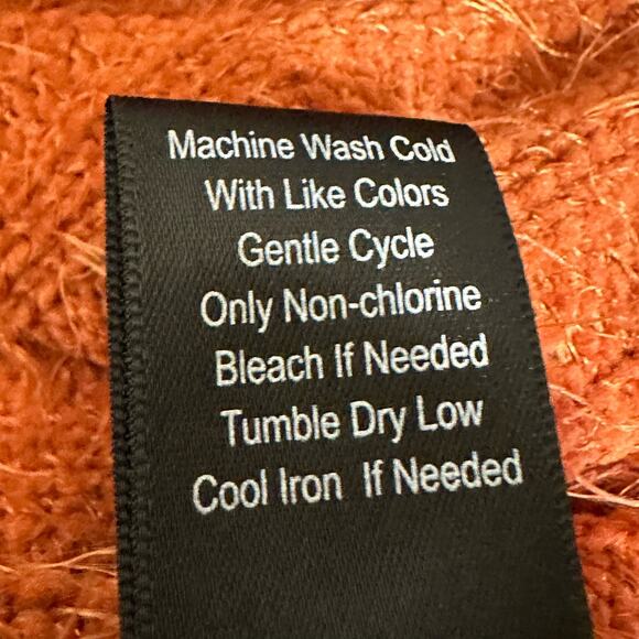 Altar'd State Orange Sweater Bubble Sleeve Soft Fuzzy Size M - Picture 7 of 9